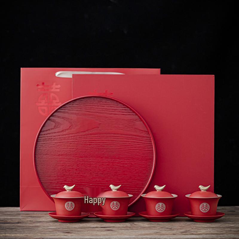 Wedding Tea Ceremony Gaiwan Set - Bride's Change of Address Tea Bowls