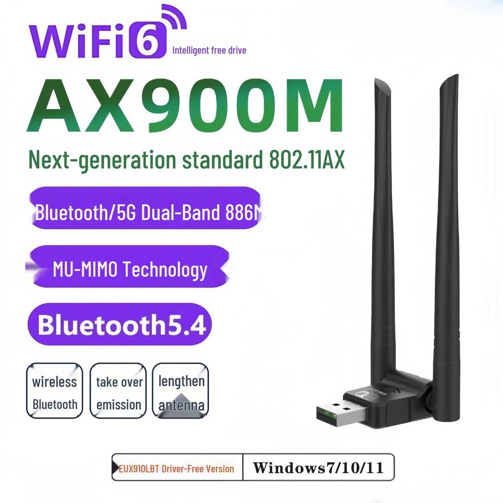Driver-Free 5G Dual-Band USB WiFi Adapter with 1300M Gigabit Speed