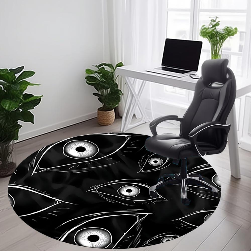 1pc Eyes Pattern Office Round Area Rug, Mat Suitable For Office, Under Office Chairs Bedroom Living Room Home Decor, Room Deco