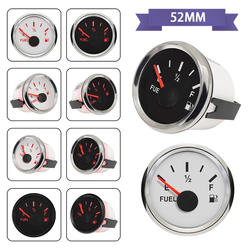 Rhaxel 52mm 2'' Fuel Level Gauge Meter 0-90ohm With Backlight 12V 24Volts for Car Motorcycle Trucks Boats