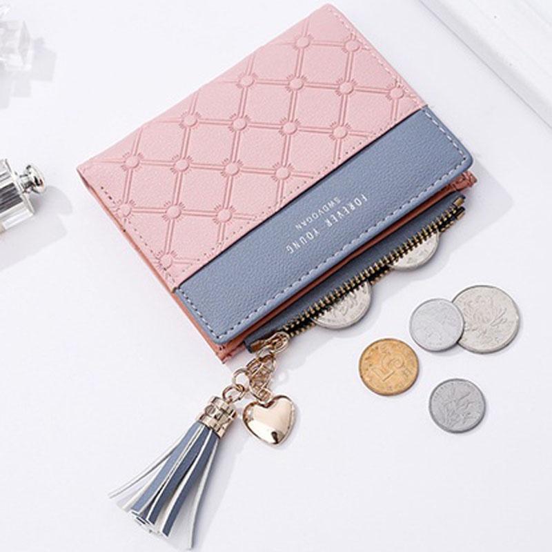 Stylish Women's Cute Embossed Pu Leather Wallet With Tassel Zippers And Coin Pocket