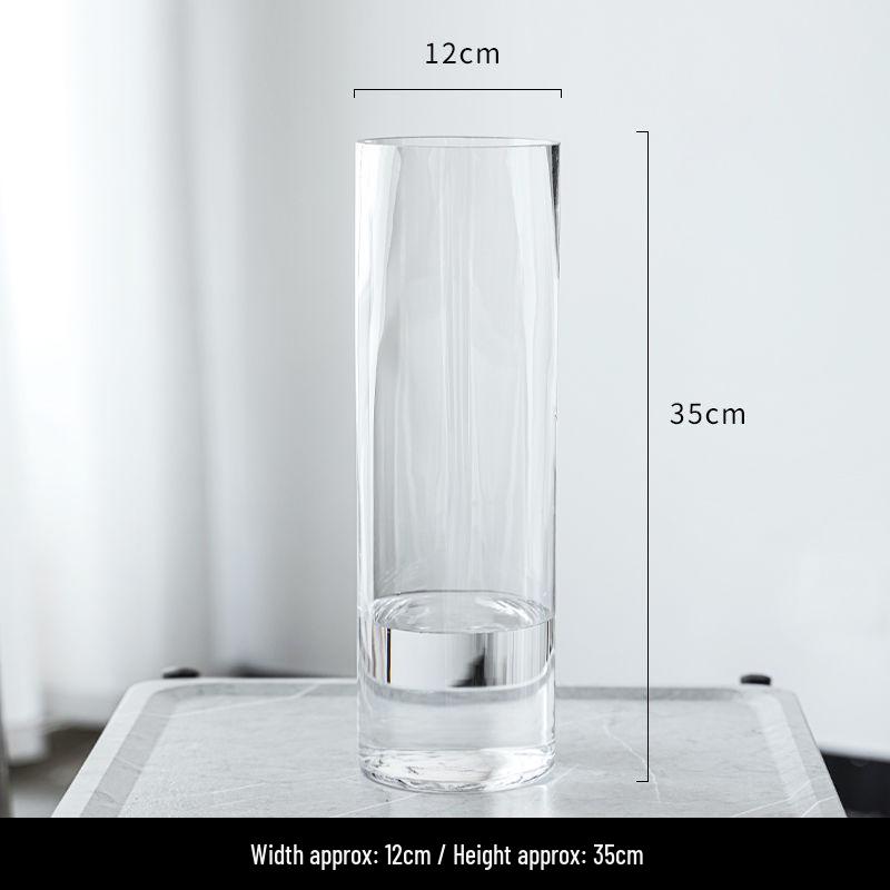 Elegant Transparent Glass Vase for Home Décor – Large Straight Tube Design for Floral Arrangements