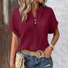 Womens Tops Short Sleeve Button V Neck Blouse Lightweight Summer Tops for Women Casual Shirts for Women Womens Clothing