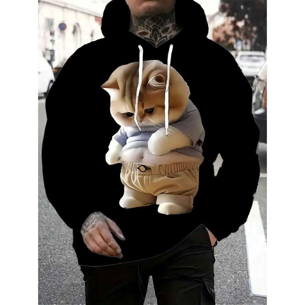 Mens Royal Cat 3D Print Hoodie For Men Women Casual Long Sleeve Hooded Sweatshirt Animal Hoodie Men Clothes Kitten Coat Cartoon