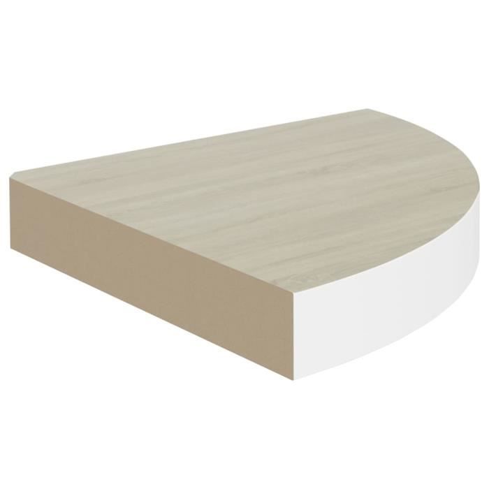 VidaXL Étagère d'angle murale Chêne et blanc 25x25x3,8 cm MDF