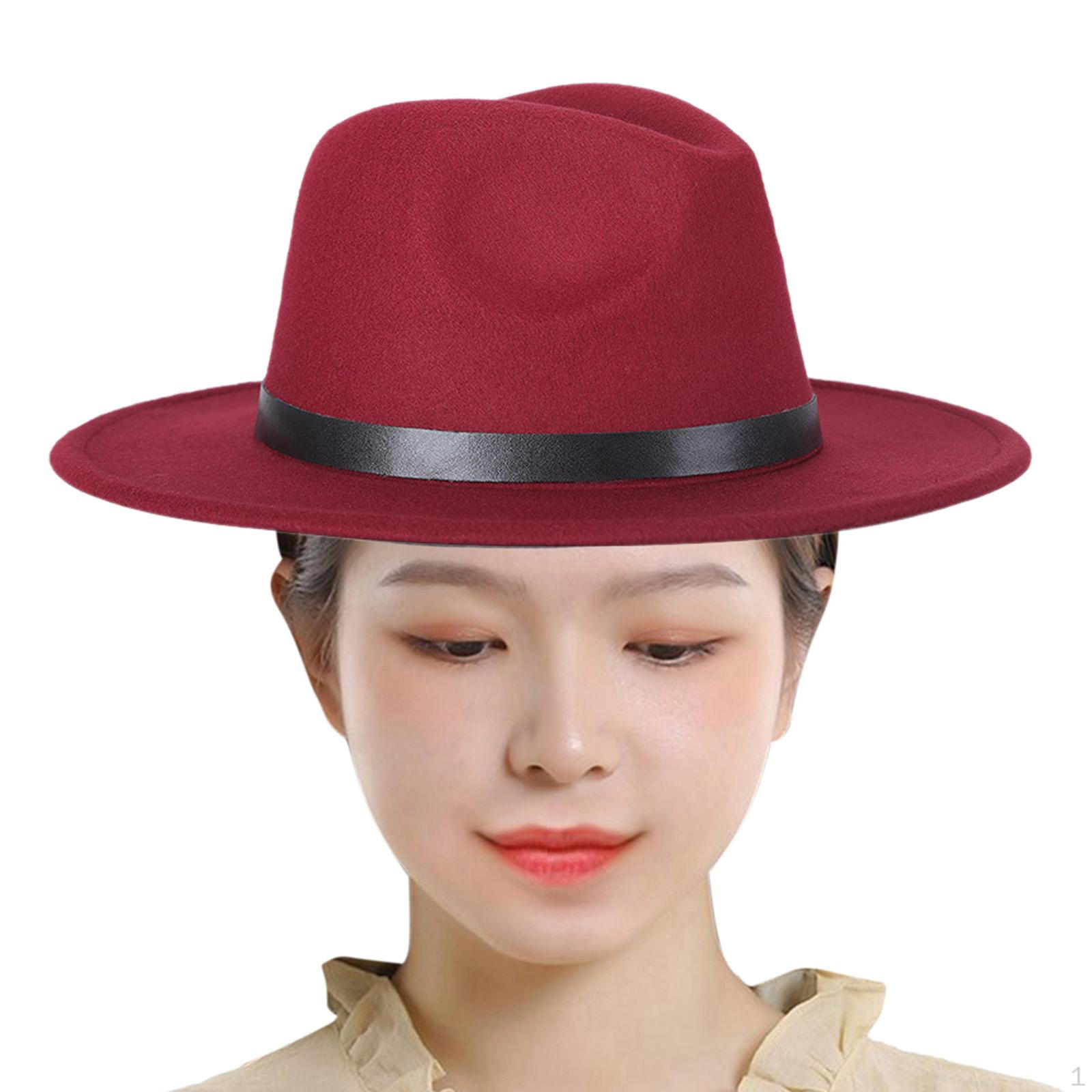 

Women Jazz Hat Fedora Breathable with Belt Decor Lady Top for Autumn Themed Party Short Trips червоний