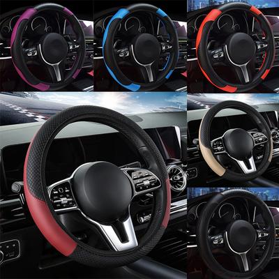 PU Leather Car Steering Wheel Cover for Men and Women Universal 38cm Anti-Slip Sport Interior Accessories Auto