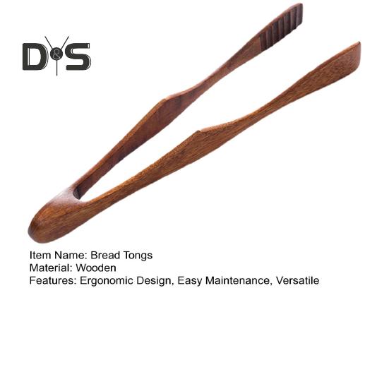 Wooden Bread Tongs Food Tongs for Buffet Non-Slip Cooking Clamps Heat-Resistant Salad Toast Cake Fruit Clip BBQ Home Utensil