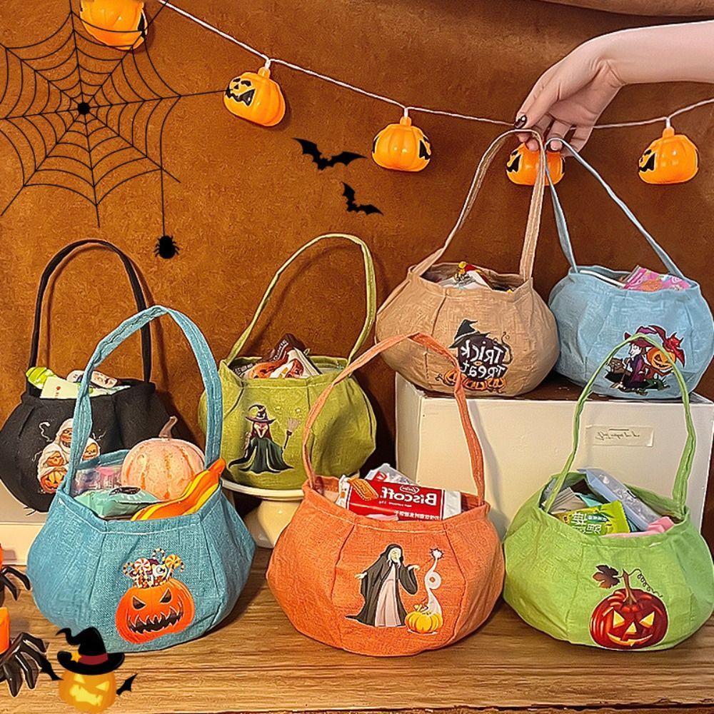 Funny Trick or Treat Bag Printing Pumpkin Handbag Portable Halloween Candy Bag  Party Supplies