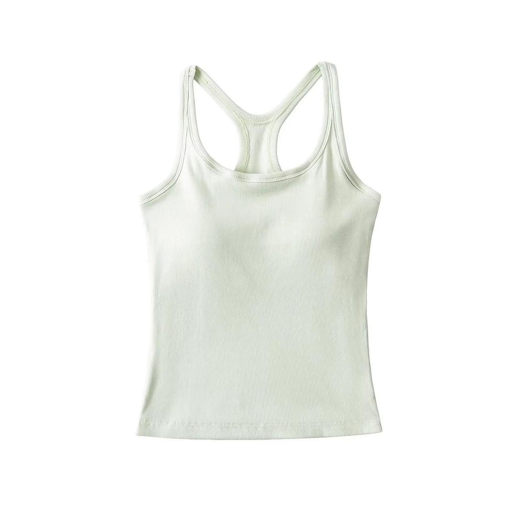 Women's Padded Racerback Tank Top: High Elasticity, Trendy, Perfect for Sports & Fitness.