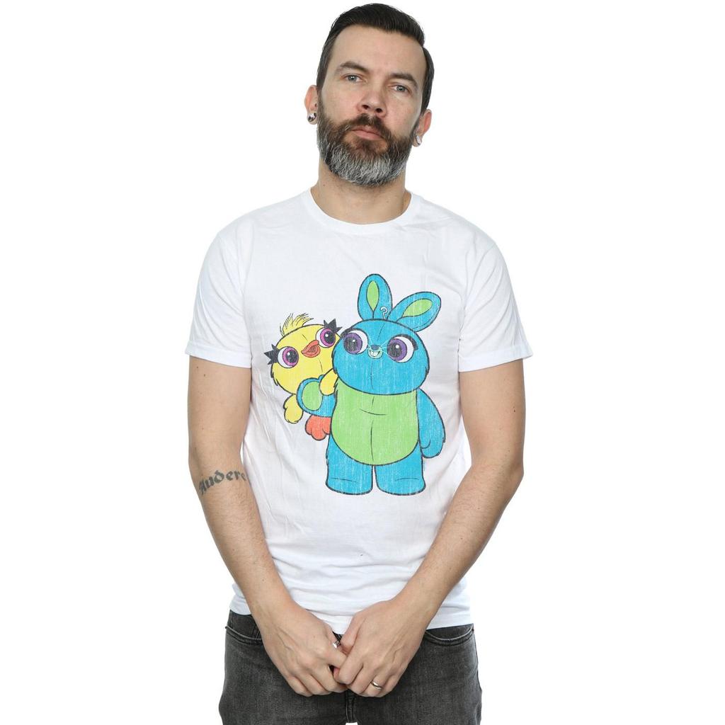 Disney Mens Toy Story 4 Ducky And Bunny Distressed Pose T-Shirt