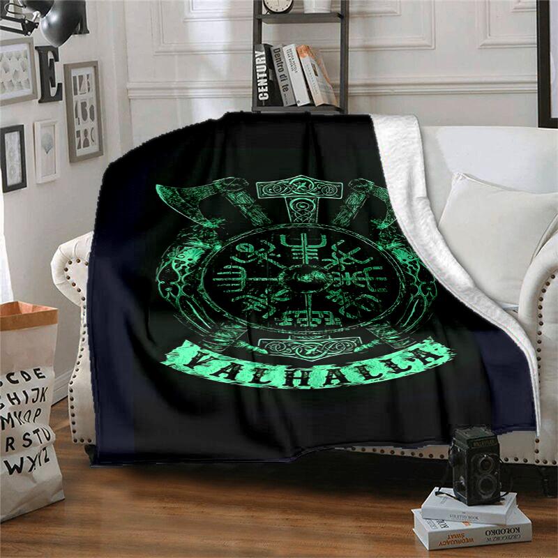 Viking Runes & Tree of Life Flannel Blanket Soft All-Season Throw, Design for Camping, Car Travel, Hiking Sofa, Bed, Office Perfect Gift for Parties