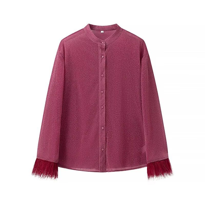 Kaslead New Arrival Women's Clothing Fashion Style Fashion Minority Design Long Sleeves Feather Coat Casual Pants Suit