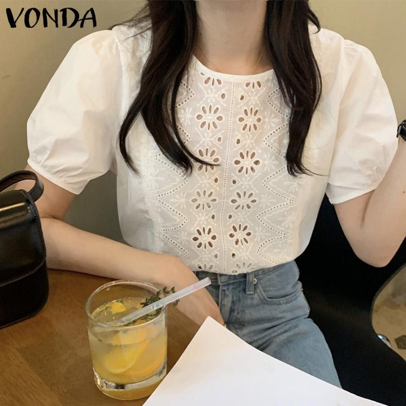 

VONDA Летние женщины Пышные рукава Выдолбленные топы