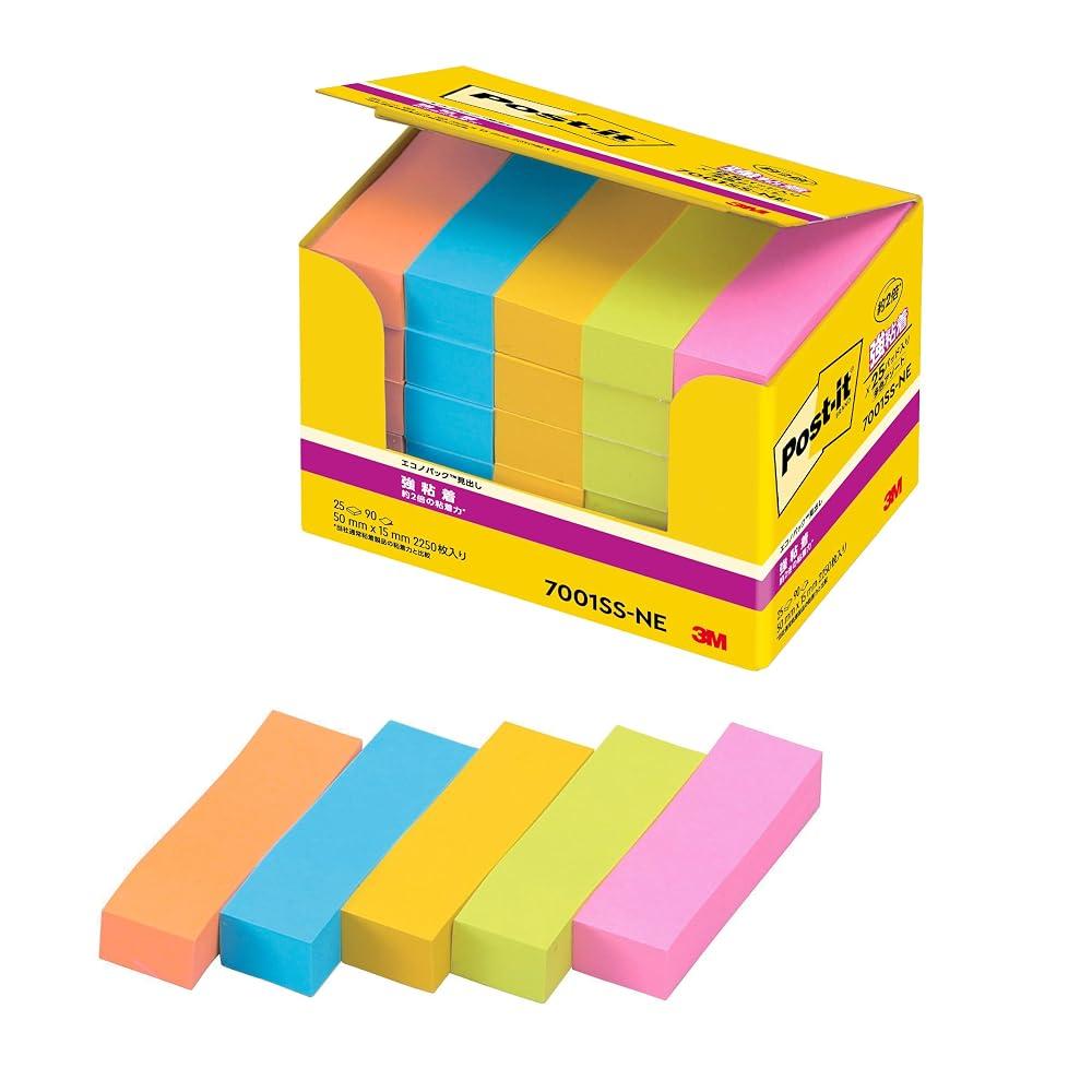 3M Post-it Notes Strong Adhesive Small Neon Color 50×15mm 90 Sheets Pads 7001SS-NE