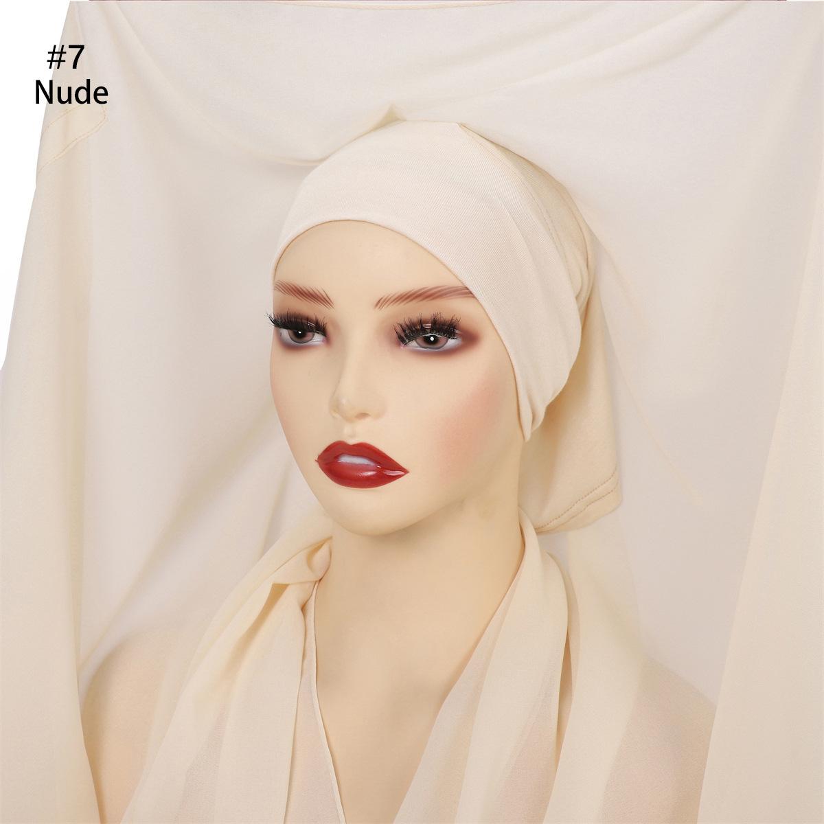 

Plain Bubble Chiffon Instant Hijab Shawls With Caps High Quality Wrap Beach Bufandas Ramadan Islamic Muslim Sjaal Ready To Wear