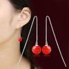 Korean Style Red-Black-Red Corundum Agate Bead Earrings, Multi-Wear Fashion Accessory