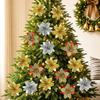 10Pcs Multi-Color Artificial Poinsettia Flowers Sequin Plastic Christmas Flowers Ornaments  Holiday