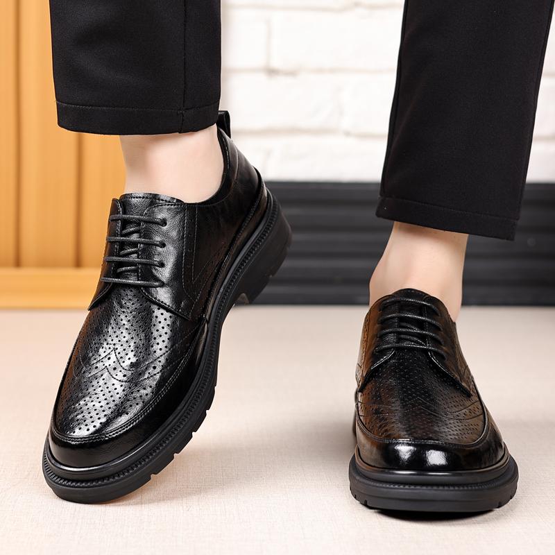 Fashion 2024 Natural Leather Hot Sale Men's Shoes Summer Fashion Trend Comfortable High Quality Thick Bottom Outdoor Brock Man Shoes