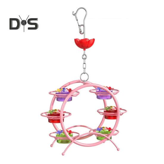 

Кормушка для колибри, подвесная кормушка для диких птиц с 6 банками и 18 защищенными от муравьев портами для кормления, для декора лужайки на открытом воздухе в саду розовый