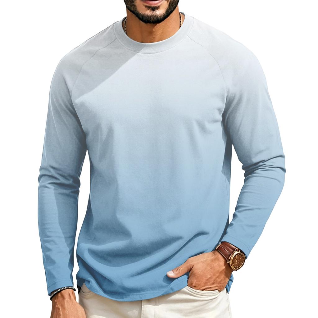 Men's Long Sleeve Raglan T-Shirt with Gradient Design for Casual Everyday Wear