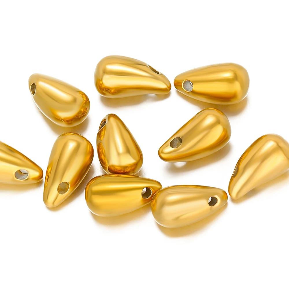 10pcs Gold Color Stainless Steel Water Drop Horn Charms for Jewelry Earrings Making Supplies DIY Necklaces Pendants Wholesale