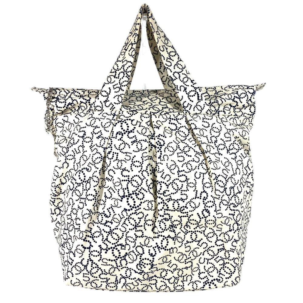 CHANEL Arabesque Bag Tote Bag Hand Bag Canvas White/Dark Navy Based