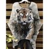 Camiseta de Mujer Moda Leopardo Impresión 3D Tops Verano Sexy Cuello Redondo Manga Corta Camiseta Calle Casual Holgada Ropa de Mujer
