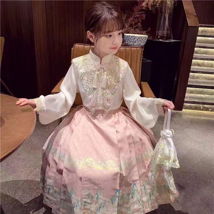 Ming Dynasty Hanfu Skirt Set for Girls - Spring 2026, Tang Suit Chinese Style