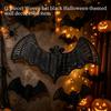 Woven Faux Rattan Black Bat Wall Art Decors for Halloween Party Backdrops, Gothic Layering Hanging Pendants for Seasonal Home Displays