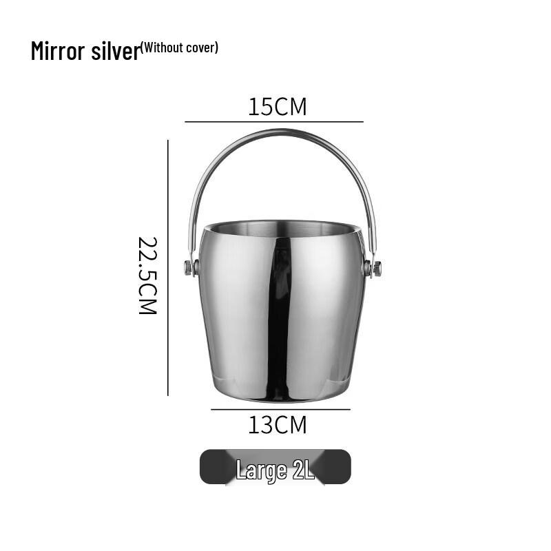 ZISIZ Double-Layer Stainless Steel Ice Bucket