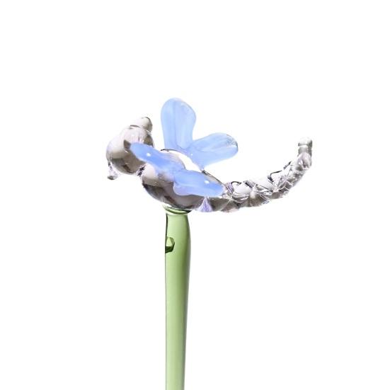 Hand Blown Mini Glass Figurines Collectible Tiny Bee Bird Dragonfly Butterfly Sculpture with Stem for Home Office Birthday Anniversary Gift
