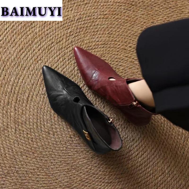 Pointed Toe Ankle Boots Women High Heels Snow Shoes Brand Chelsea 2024 Trend Autumn Woman Dress Pumps Leather Goth Botas Mujer