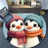 Penguin Round Area Rug,Carpet Rug for Living Room Bedroom Sofa Playroom Decor,Non-slip Floor Mat