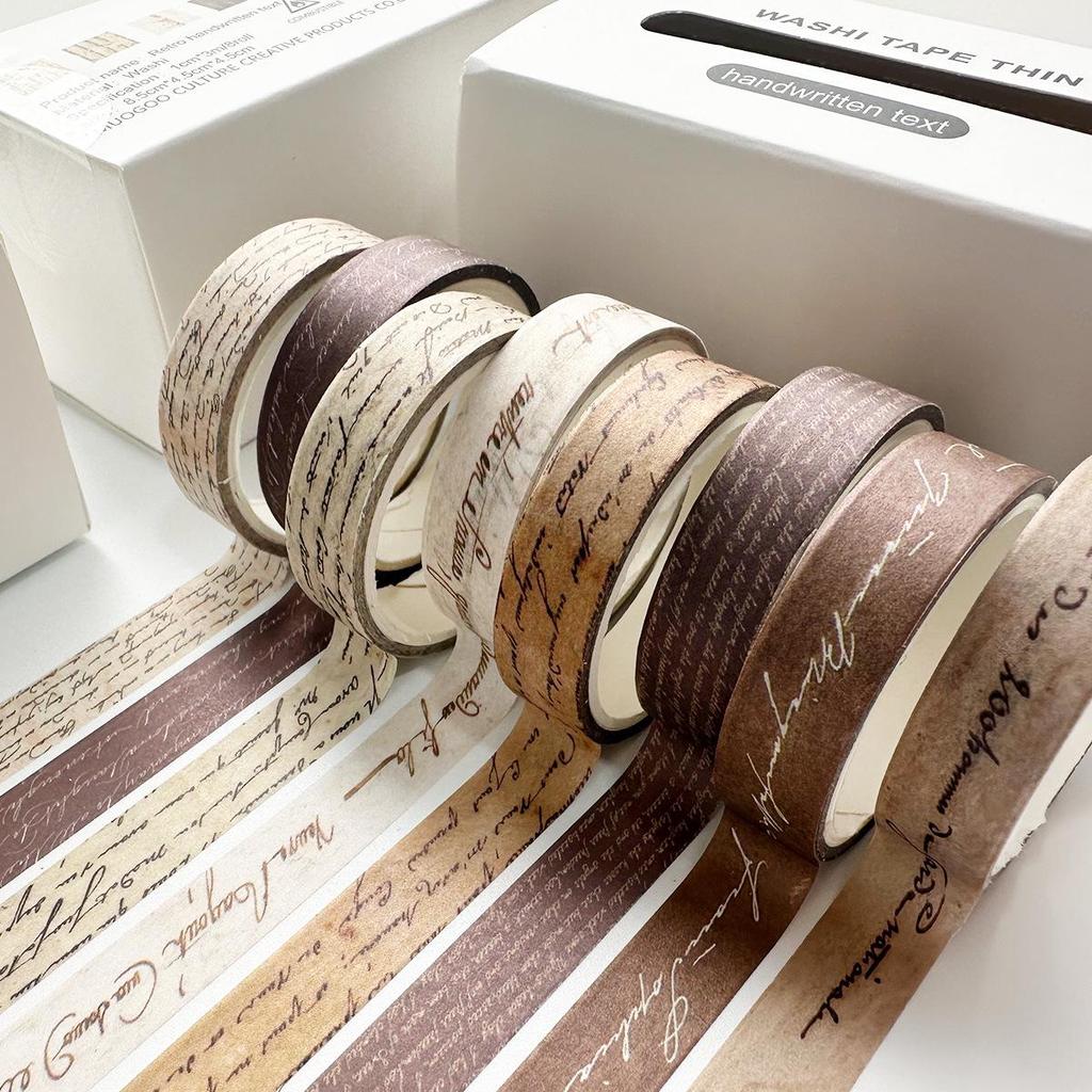 Retro Floral Washi Tape Set - 8 Rolls of Decorative Grid and Floral Designs for Journals and Scrapbooking