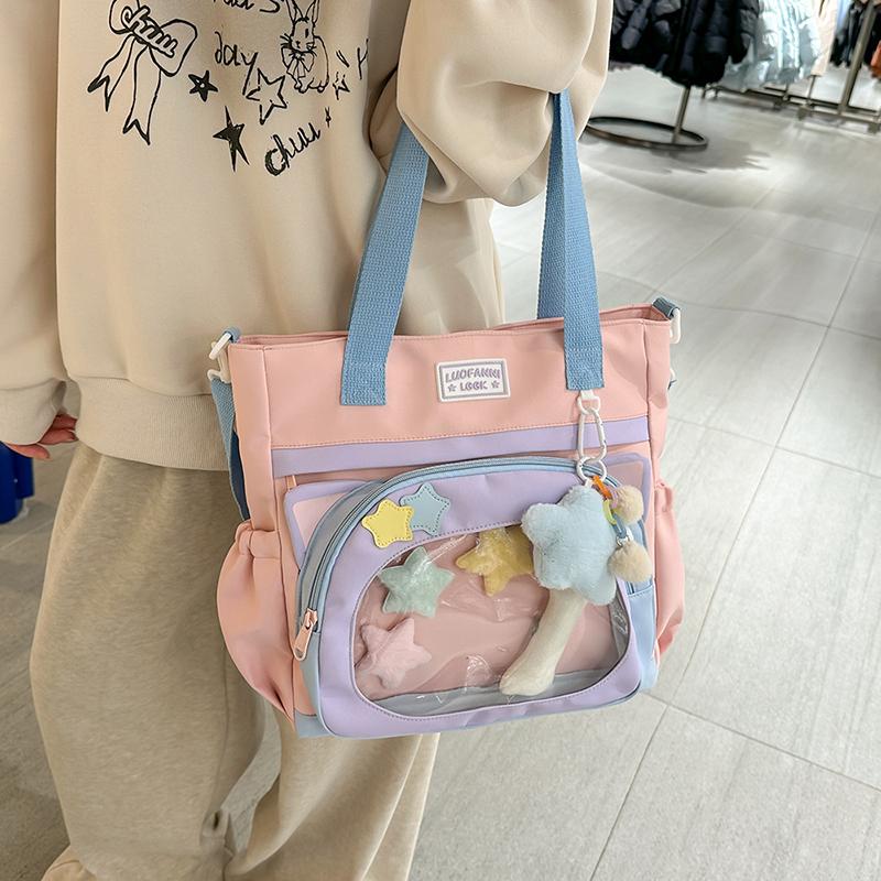 Torba crossbody damska przezroczysta torebka duża pojemność studencka torba na ramię