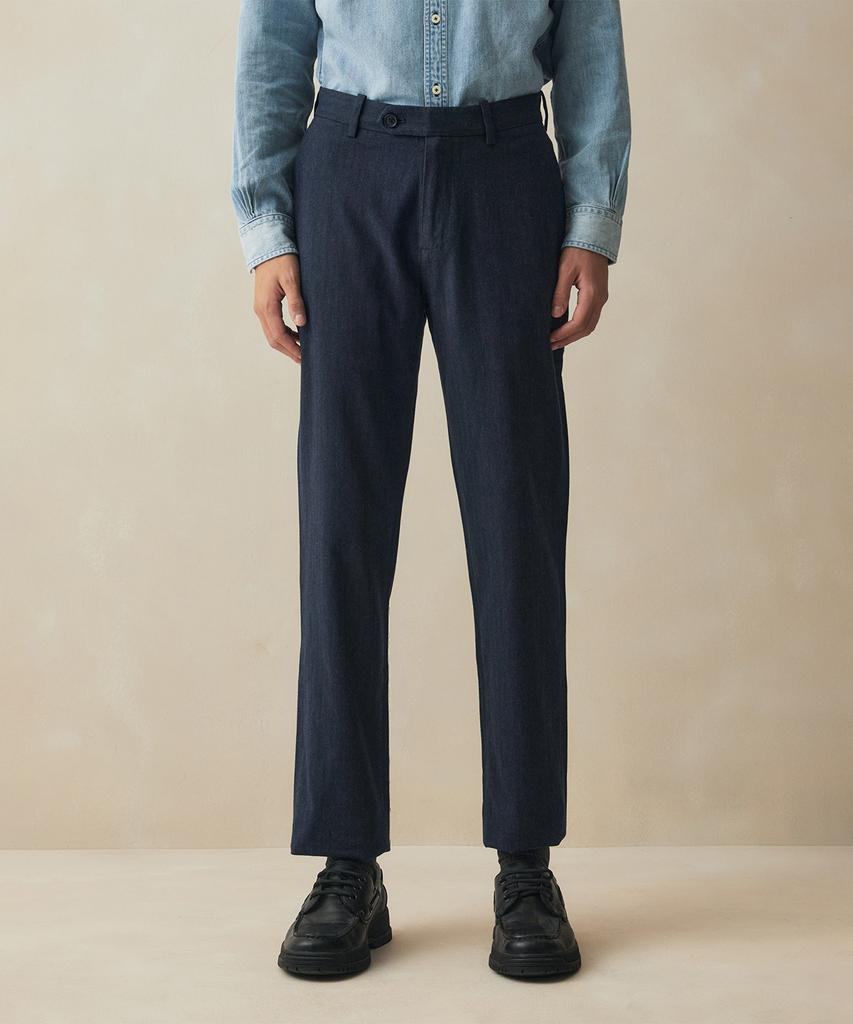 BROOKS BROTHERS Regular Fit Herringbone Flannel Pants (Navy) (Bbpcmf4761Qef)