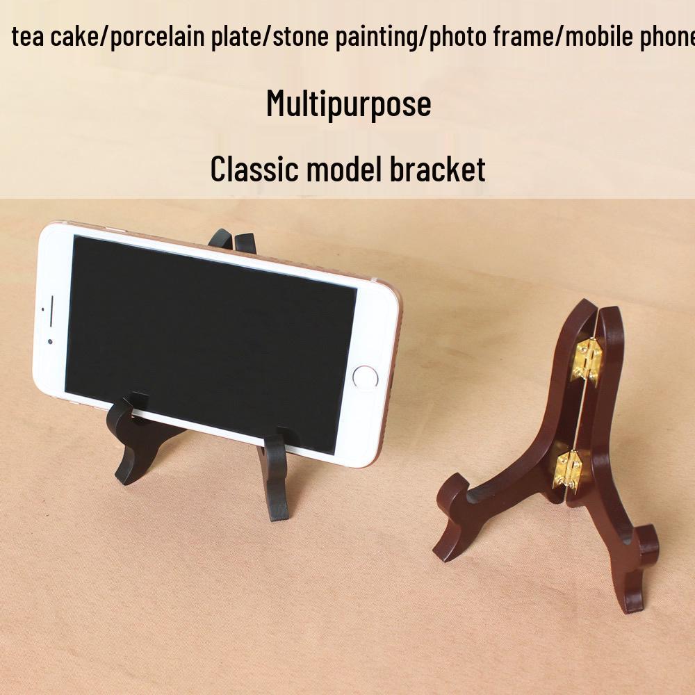 Solid Wood Decorative Plate & Frame Stand for Photos, Crafts, Porcelain, and Pu'er Tea Cakes