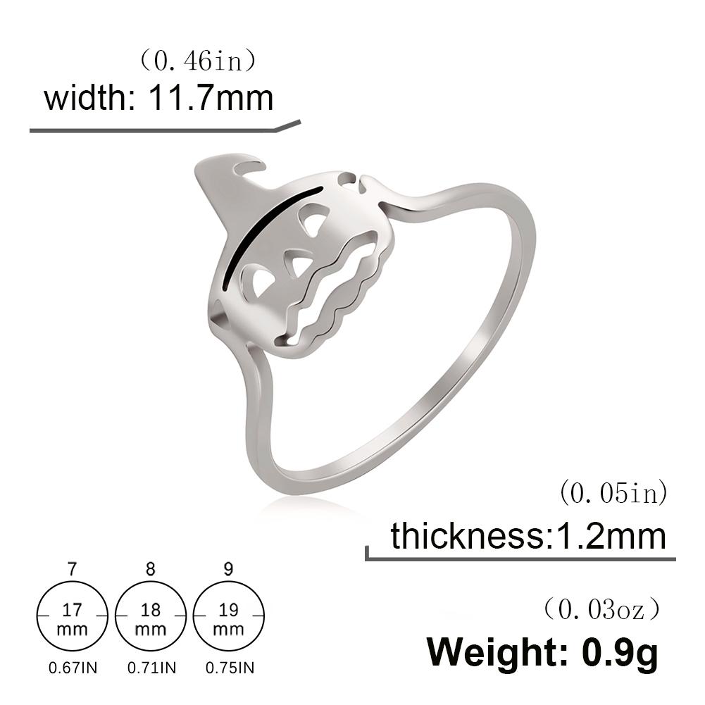 

Teamer Halloween Skull Pumpkin Bat Spider Ring for Women Men Stainless Steel Ring Funny Cute Festival Party Jewelry Wholesale 7
