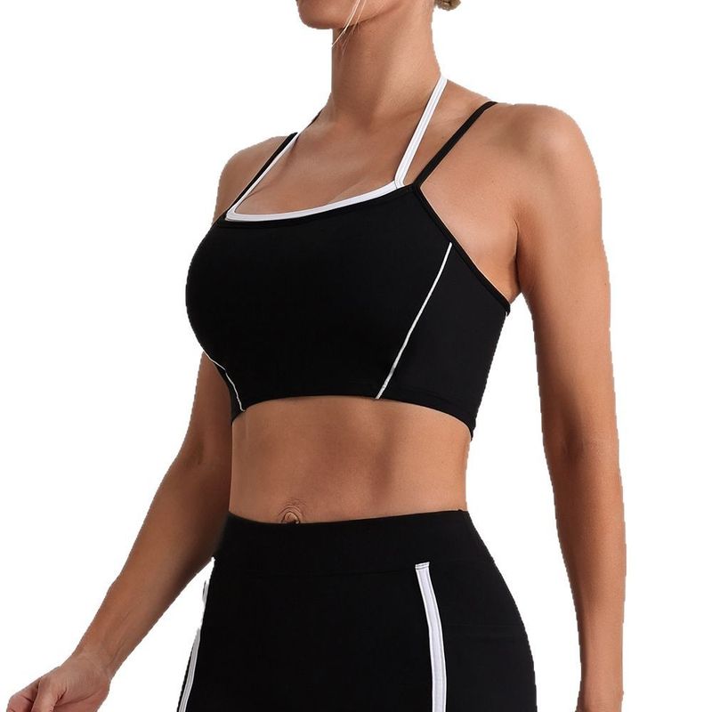 Export Fake Two-Piece Halterneck Beauty Back Yoga Vest High Intensity Running Sports Fitness Nude Feel Sling Underwear Top
