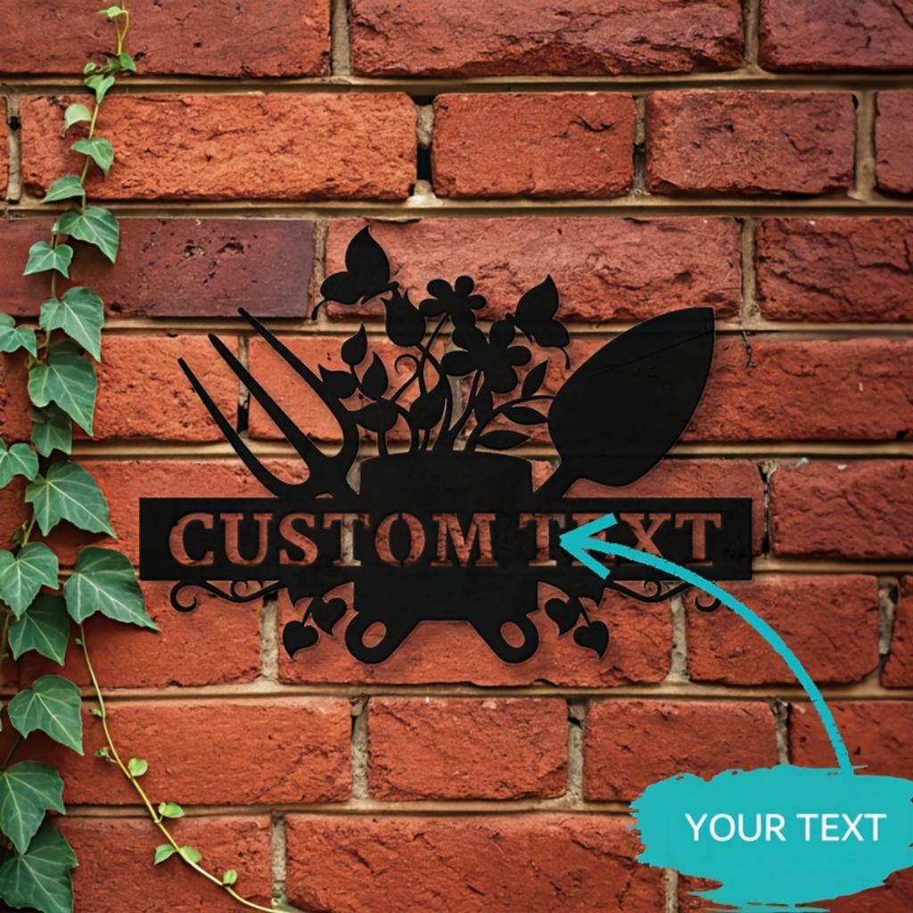 Custom Floral Metal Sign Rustic Iron Wall Art Garden Home Patio Decor Durable Outdoor Custom Text Available