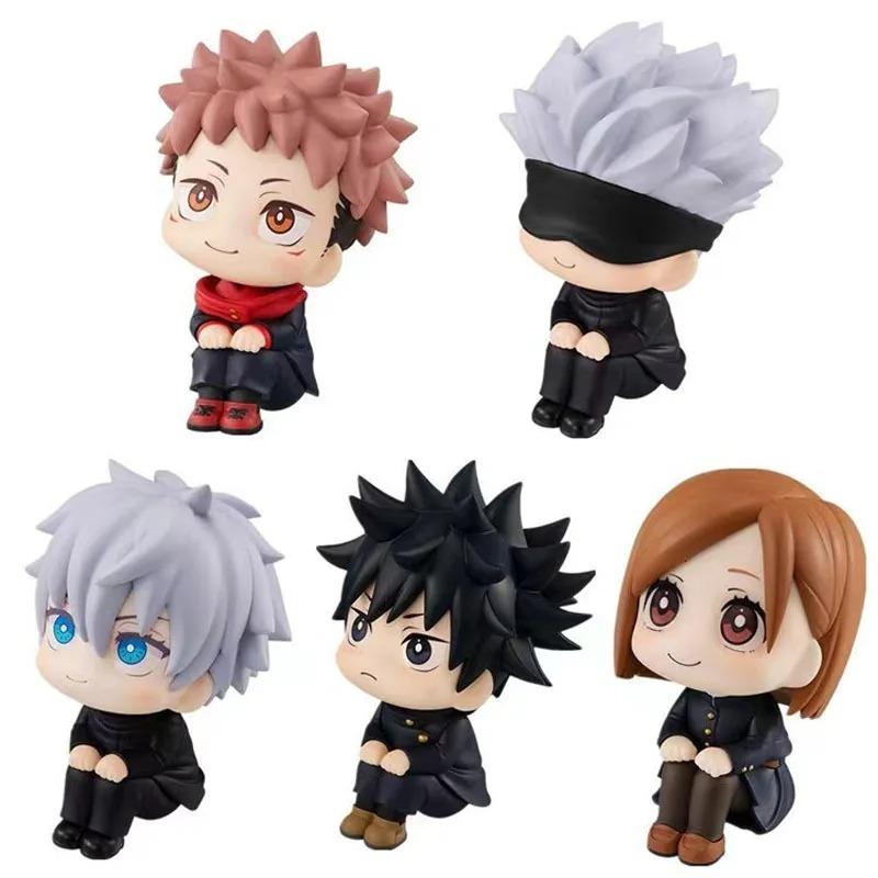 [Caliente] Jujutsu Kaisen Chibi Conjunto De Figuras Sentadas: Yuji, Gojo, Megumi, Nobara-gran Cabeza Lindo Anime Juguete Para