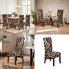 4 Pack Elastic Ethnic Pattern Dining Chair Covers Water Resistant Removable Washable Seat Protectors for Home Decors
