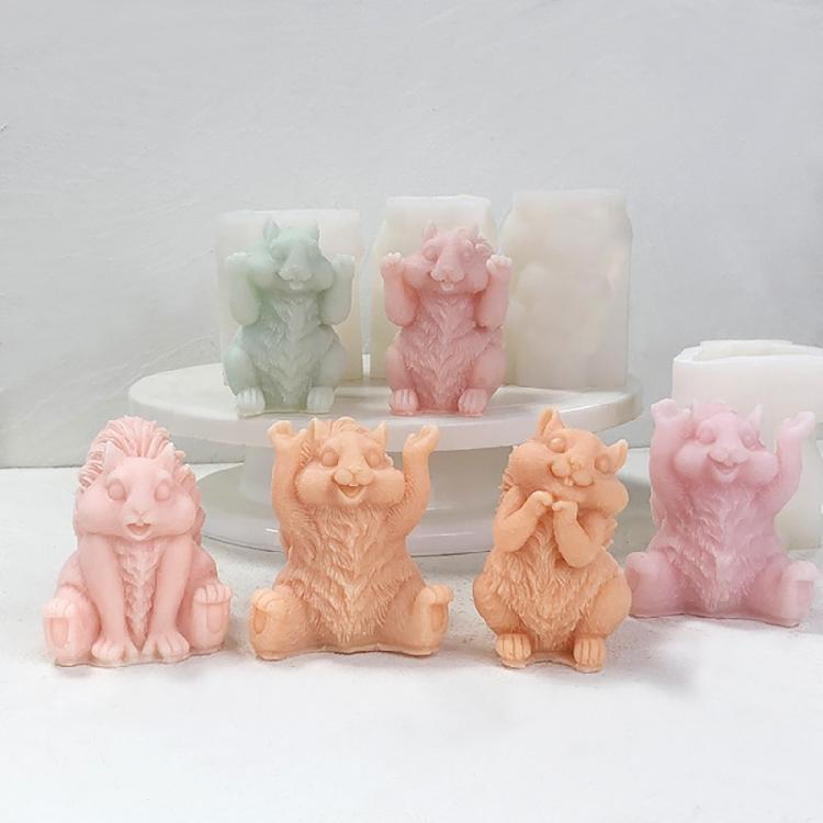 Easy to Clean Silicone Candle Molds Fondant Moulds Squirrel Shape Resin Project Moulds Silicone Texture for Candle