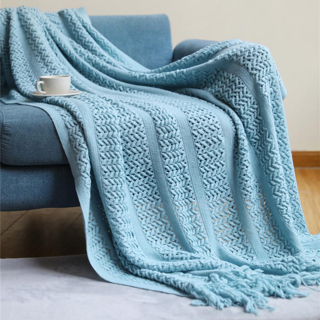 Scandinavian Cut-out Throw Blanket Knitted Sofa Cover Blanket B&B Hotel Bed Towel Bed End Matching Blanket Comfortable Couch Nap Blanket