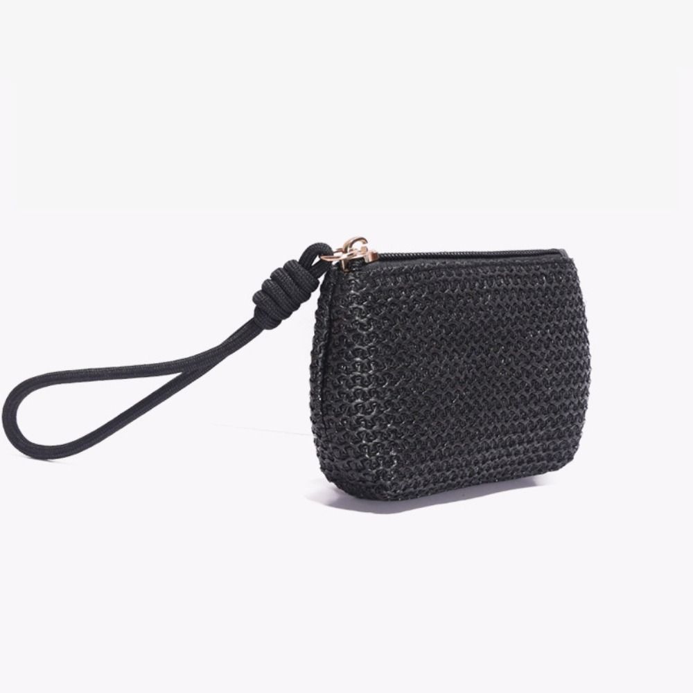 Fashion Women Girls Zipper Change Pouch Women Mini Straw Wallets Coin Purses Card Holder Money Bag