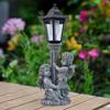 Engelstatue med Solcellelys Ornament Dekoration Moderne Gave Figur Grå Resin Skulptur til