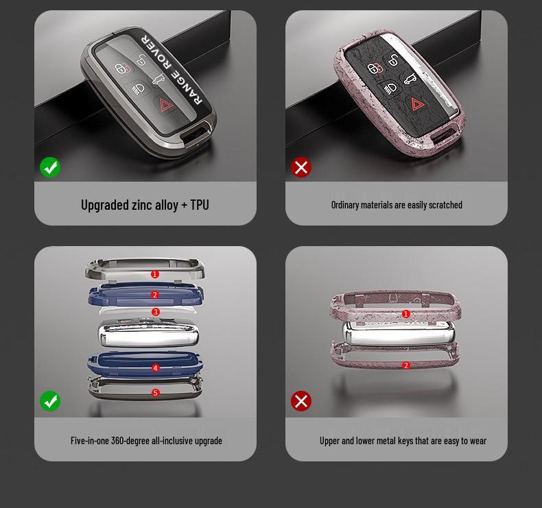 5-Button Key Case for Range Rover: Sport, Evoque, Defender, Discovery, Velar, Discovery 4