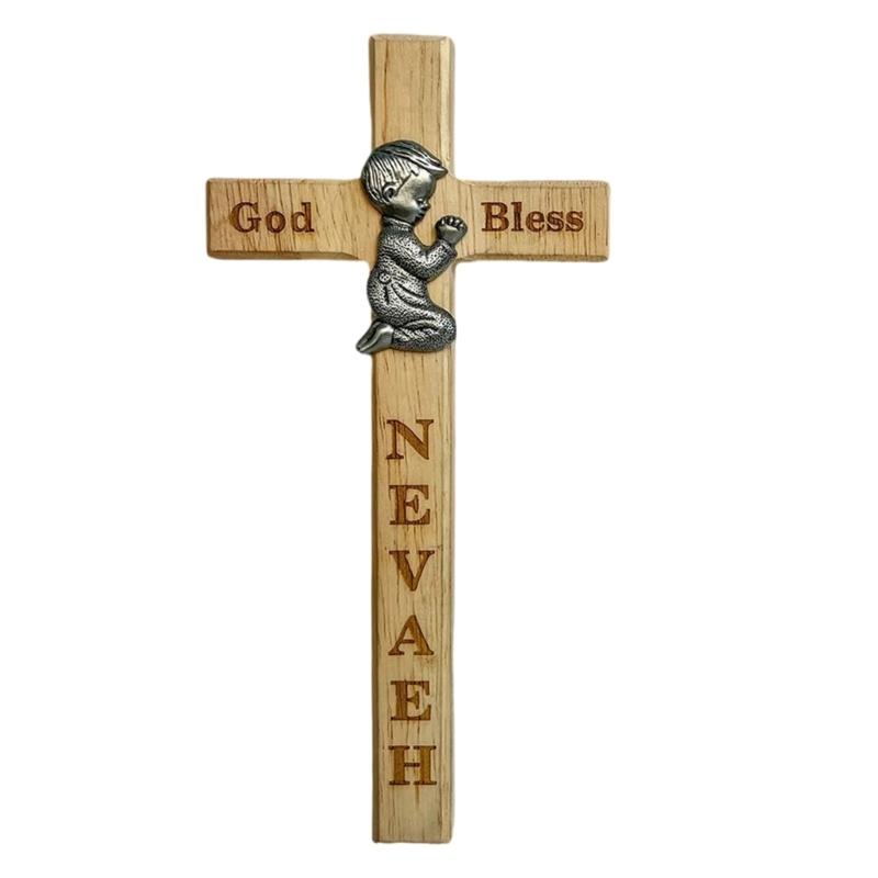 Crucifix Ornament Wood Blessing Gift For Children Easter Baptisms Or Birthday Present Safe and Friendly