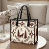 Boho Wolf Pattern Tote Bag Casual Large Capacity Daily Portable Shopping Shoulder Handbag